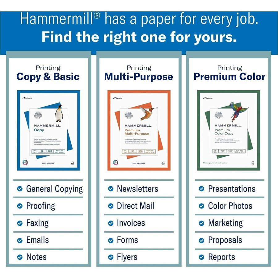 Image of Hammermill 104463CT 24lb Color Paper, Letter, 8 1/2" x 11", 24 lb Basis Weight, Jam-free, Eco-friendly, Pink, 500 Sheets per Ream, 10 / Carton