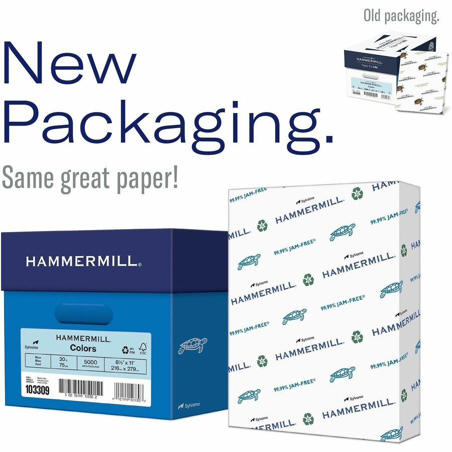 Image of Hammermill 104463CT 24lb Color Paper, Letter, 8 1/2" x 11", 24 lb Basis Weight, Jam-free, Eco-friendly, Pink, 500 Sheets per Ream, 10 / Carton