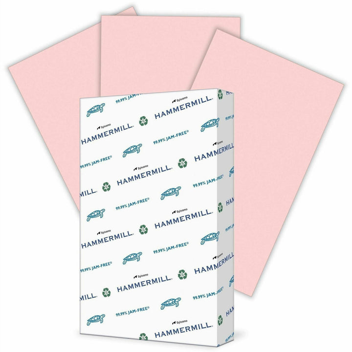 Image of Hammermill 103390CT Color Copier Paper, Legal, 8 1/2" x 14", 20 lb Basis Weight, Jam-free, Eco-friendly, Pink, 500 Sheets per Ream, 10 / Carton