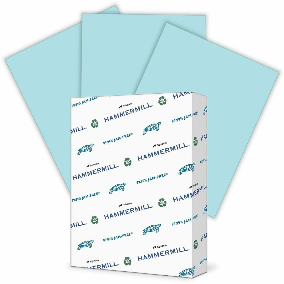 Image of Hammermill 103671CT 24lb Color Paper, Letter, 8 1/2" x 11", 24 lb Basis Weight, Jam-free, Eco-friendly, Blue, 500 Sheets per Ream, 10 / Carton