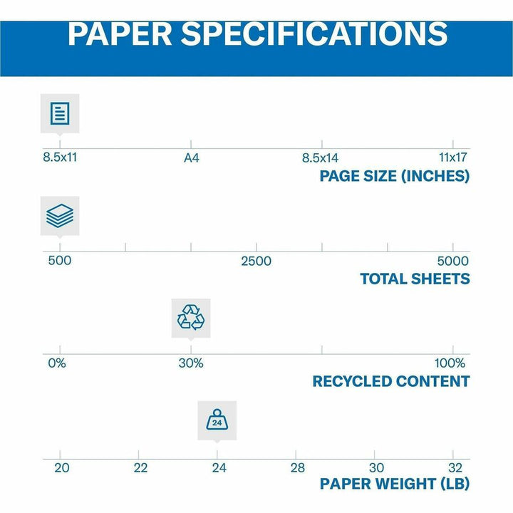 Image of Hammermill 103671CT 24lb Color Paper, Letter, 8 1/2" x 11", 24 lb Basis Weight, Jam-free, Eco-friendly, Blue, 500 Sheets per Ream, 10 / Carton