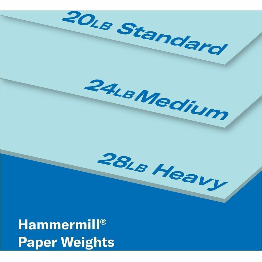 Image of Hammermill 103671CT 24lb Color Paper, Letter, 8 1/2" x 11", 24 lb Basis Weight, Jam-free, Eco-friendly, Blue, 500 Sheets per Ream, 10 / Carton