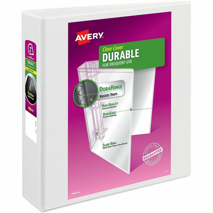 Image of Avery® Durable View Binder with DuraHinge and EZD Rings, 3 Rings, 2" Capacity, 11 x 8.5, White, 12/Carton
