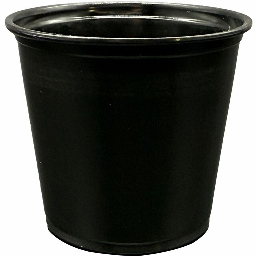 Image of Genuine Joe 19069 5.5oz Portion Cups, 5.50 fl oz, Leak Proof Closure, Black, 50 / Carton
