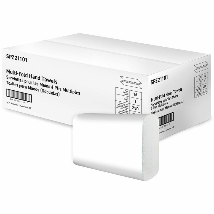 Image of Special Buy 21101 Paper Towels Multi-Fold 250 Sheets White, 1 Ply, Multifold, Bright White, Paper, Virgin Fiber, 250 Sheets/Pack, 16 / Carton
