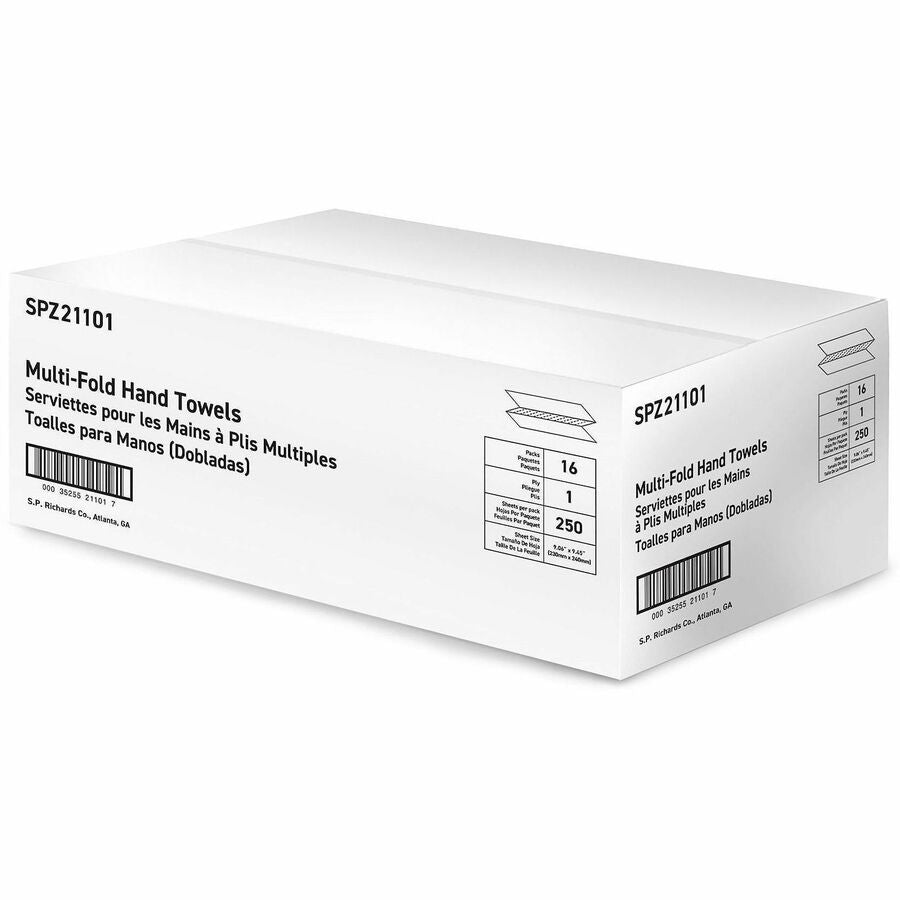 Image of Special Buy 21101 Paper Towels Multi-Fold 250 Sheets White, 1 Ply, Multifold, Bright White, Paper, Virgin Fiber, 250 Sheets/Pack, 16 / Carton