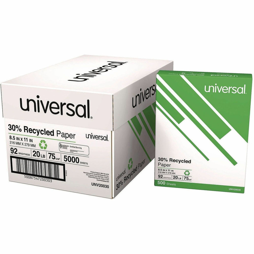 Image of Universal 20030PL Recycled Copy Paper, Smooth, Acid-free, Smudge Resistant, White, 40 / Pallet