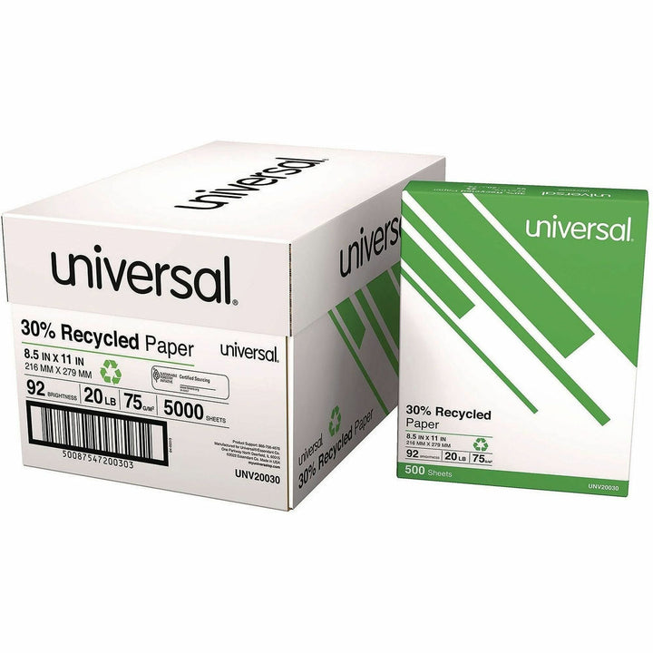 Image of Universal 20030PL Recycled Copy Paper, Smooth, Acid-free, Smudge Resistant, White, 40 / Pallet