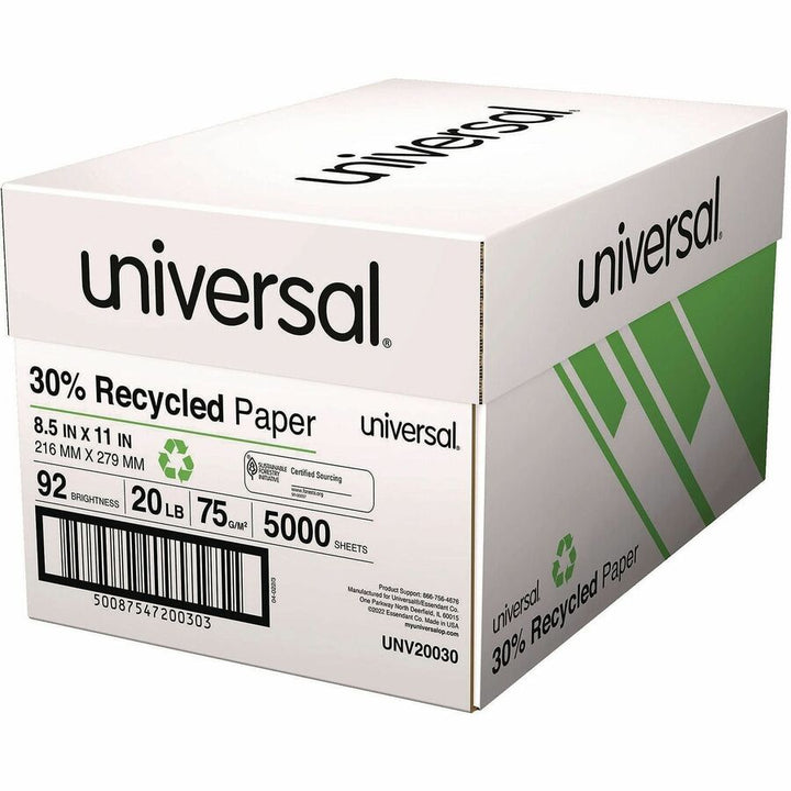 Image of Universal 20030PL Recycled Copy Paper, Smooth, Acid-free, Smudge Resistant, White, 40 / Pallet