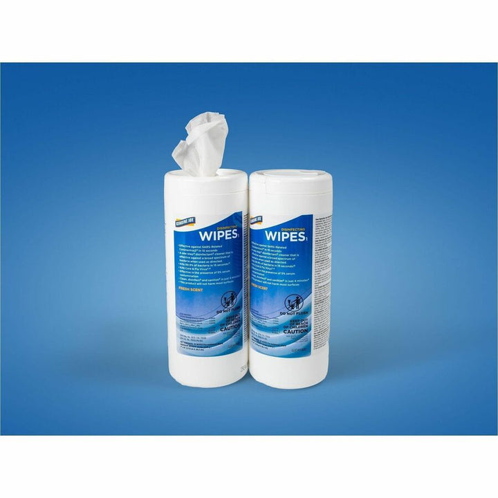 Image of Genuine Joe 45400 Broad-Spectrum Disinfectant Wipes, For Multi Surface, Wipe, Recommended For: Bacteria Remover, Blue, 35 Wipes/Tub, 12 / Carton