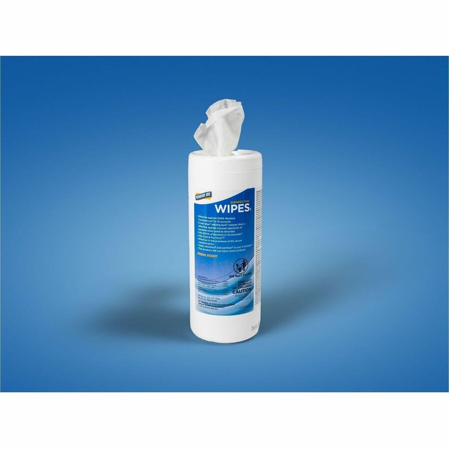 Image of Genuine Joe 45400 Broad-Spectrum Disinfectant Wipes, For Multi Surface, Wipe, Recommended For: Bacteria Remover, Blue, 35 Wipes/Tub, 12 / Carton