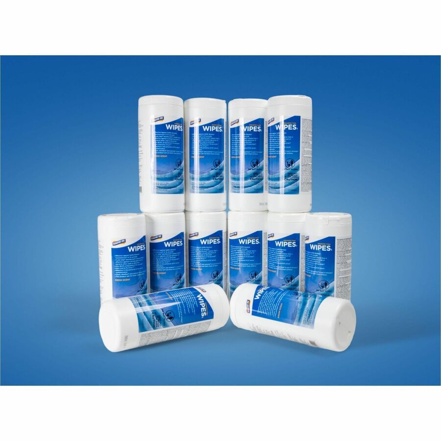 Image of Genuine Joe 45400 Broad-Spectrum Disinfectant Wipes, For Multi Surface, Wipe, Recommended For: Bacteria Remover, Blue, 35 Wipes/Tub, 12 / Carton