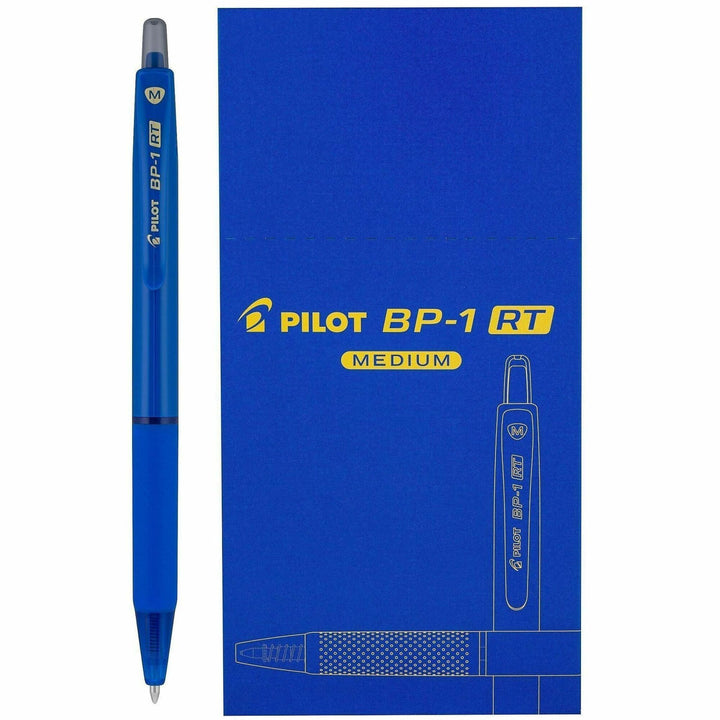 Image of Pilot 21637 BP-1 RT Ballpoint Pens, 1.0 mm Pen Point, Retractable, Blue Ink, Oil Based, Stainless Steel Tip, Writing, School, Home, 12 / Dozen