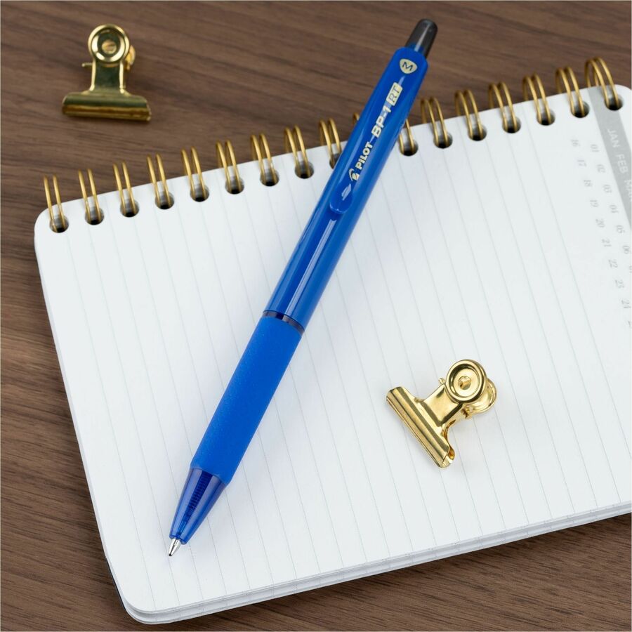 Image of Pilot 21637 BP-1 RT Ballpoint Pens, 1.0 mm Pen Point, Retractable, Blue Ink, Oil Based, Stainless Steel Tip, Writing, School, Home, 12 / Dozen