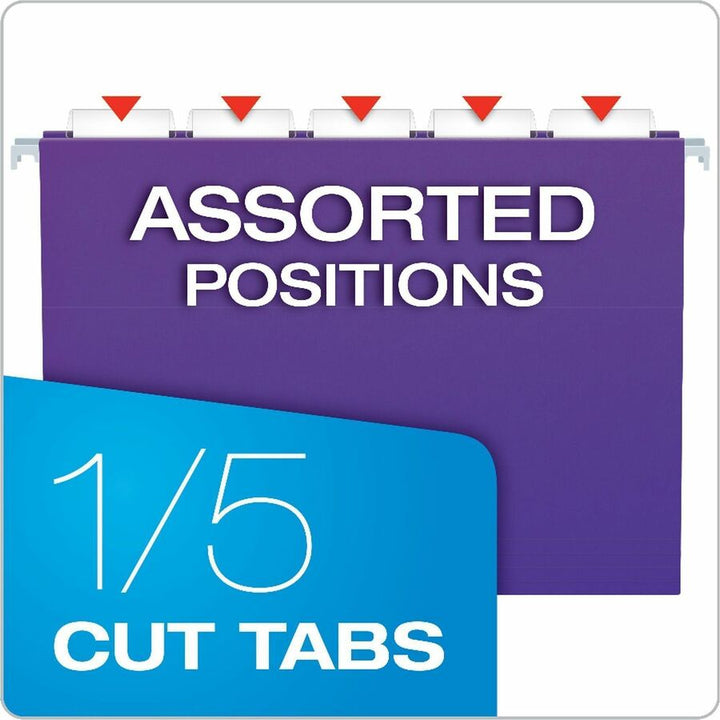 Image of Business Source 14120 1/5-cut Hanging File Folders, 8 1/2" x 11", Kraft, Fiber, Purple, Label, 0% Recycled, 25 / Box