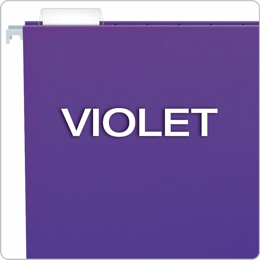 Image of Business Source 14120 1/5-cut Hanging File Folders, 8 1/2" x 11", Kraft, Fiber, Purple, Label, 0% Recycled, 25 / Box