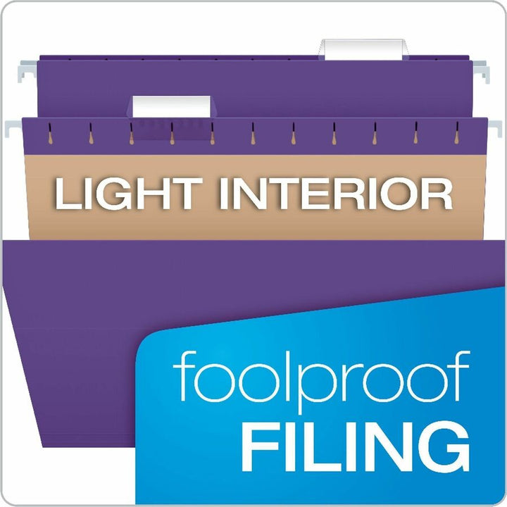Image of Business Source 14120 1/5-cut Hanging File Folders, 8 1/2" x 11", Kraft, Fiber, Purple, Label, 0% Recycled, 25 / Box