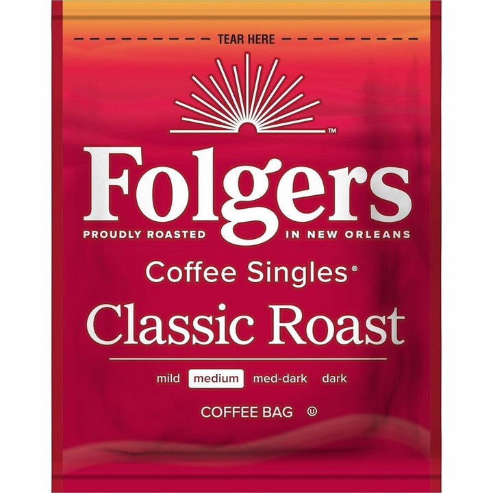 Image of Folgers® 81121 Singles Medium-Roast Coffee Bags, Medium, Bag, Instant, Packet, Classic Roast, Kosher, 19 / Box