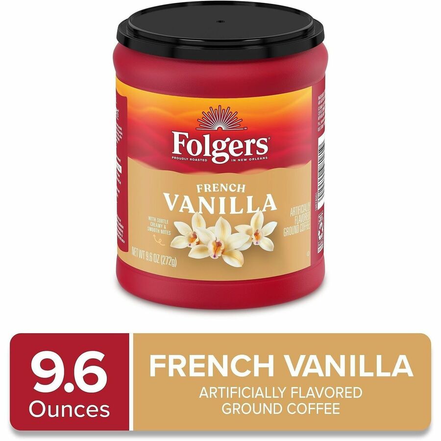 Image of Folgers® 98181 French Vanilla Medium-Roast Ground Coffee, Medium, Ground, French Vanilla, 1 Each