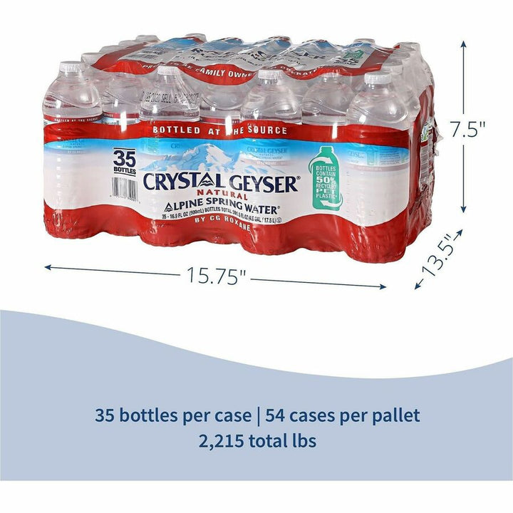 Image of Crystal Geyser 35001PL Alpine Spring Water, 16.90 fl oz (500 mL), 54 / Pallet