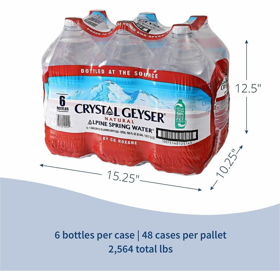 Image of Crystal Geyser 12514PL Alpine Bottled Spring Water, Natural, 48 / Pallet