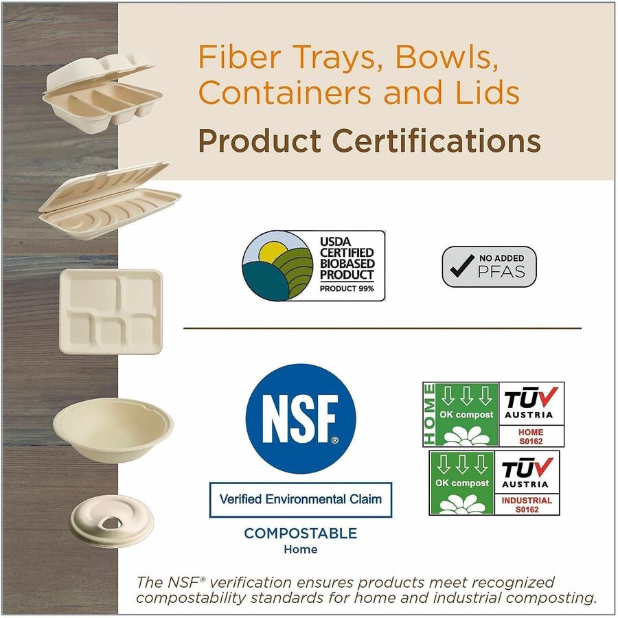 Image of World Centric PLSCU6LFP Compostable Fiber Plate, Food, 6" Diameter, Natural, Bamboo, Fiber Body, 1000 / Carton