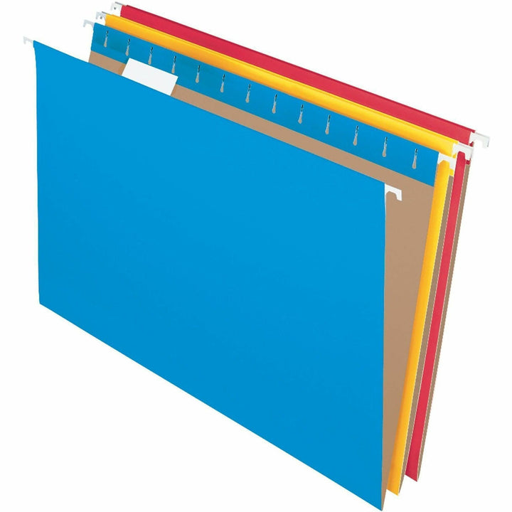 Image of Business Source 14221 1/5-cut Tab Slots Hanging File Folders, 8 1/2" x 14", Fiber, Kraft, Assorted, Label, Tab, 0% Recycled, 25 / Box