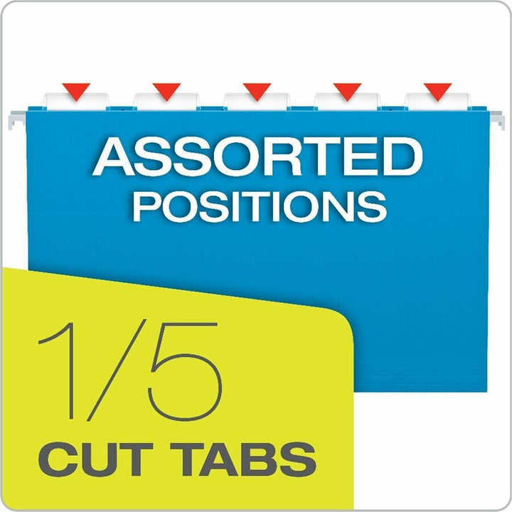 Image of Business Source 14221 1/5-cut Tab Slots Hanging File Folders, 8 1/2" x 14", Fiber, Kraft, Assorted, Label, Tab, 0% Recycled, 25 / Box