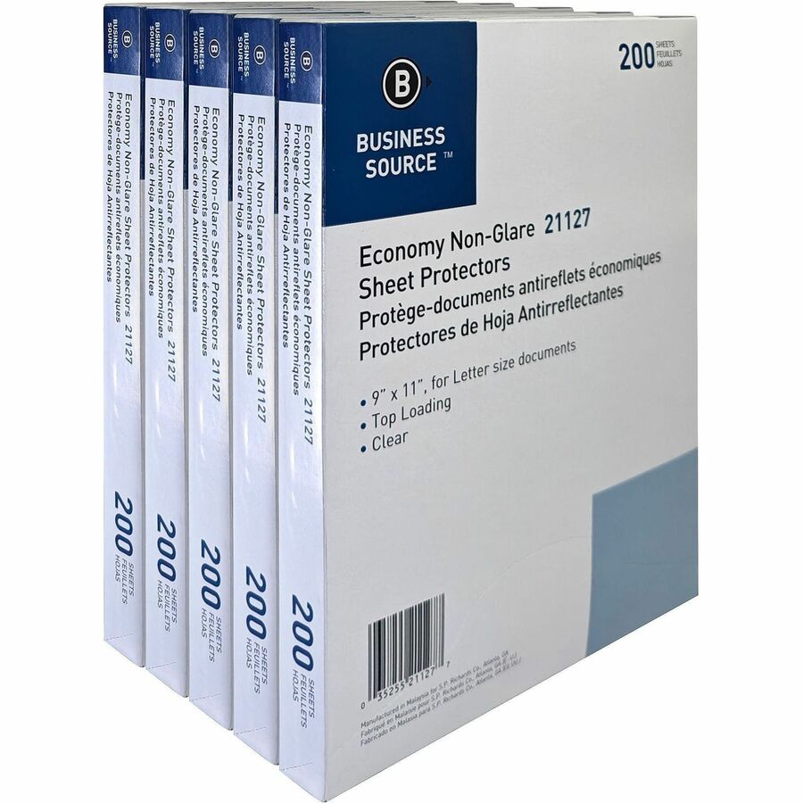 Image of Business Source 21127CT Nonglare Top-Loading Sheet Protectors