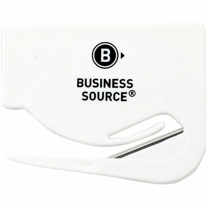 Image of Business Source 31803 Hand Letter Opener, Concealed Steel Blade, Handheld, White, Compact, Durable, Portable, 3 / Pack