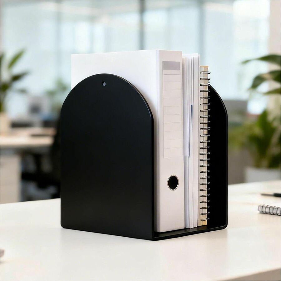 Image of Business Source 54071 Steel Bookends, 7" Height, Magnetic, Black, Steel, 2 / Pair