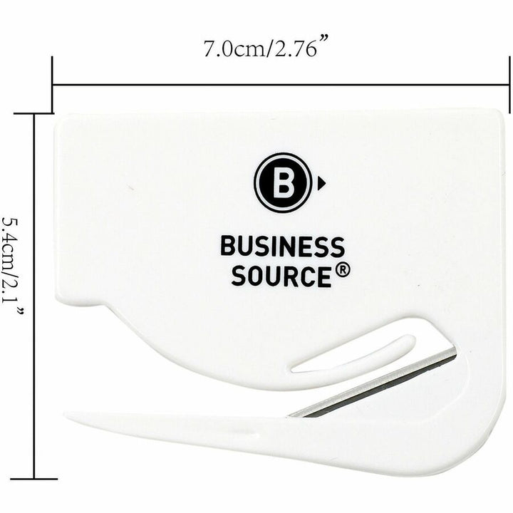 Image of Business Source 31803CT Hand Letter Opener, Concealed Steel Blade, Handheld, White, Compact, Durable, Portable, 12 / Carton