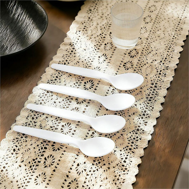 Image of Genuine Joe 30433 Disposable Polystyrene Cutlery, Spoon, Spoon, Food, Cafeteria, Breakroom, Disposable, Polystyrene, White, 1 Carton