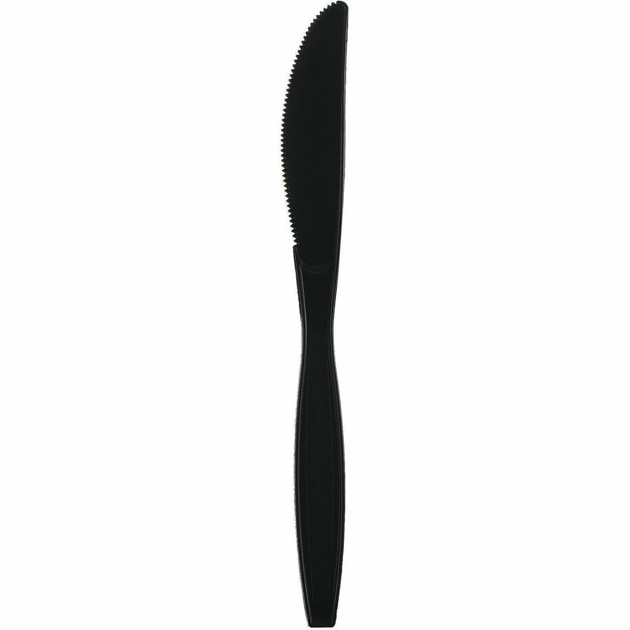 Image of Genuine Joe 30412 Heavy-Weight Polypropylene Cutlery, Cutlery Set, Fork, Knife, Food, Cafeteria, Disposable, Polypropylene, Black, 1 Carton