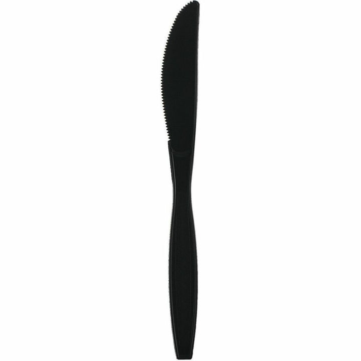Image of Genuine Joe 30412 Heavy-Weight Polypropylene Cutlery, Cutlery Set, Fork, Knife, Food, Cafeteria, Disposable, Polypropylene, Black, 1 Carton