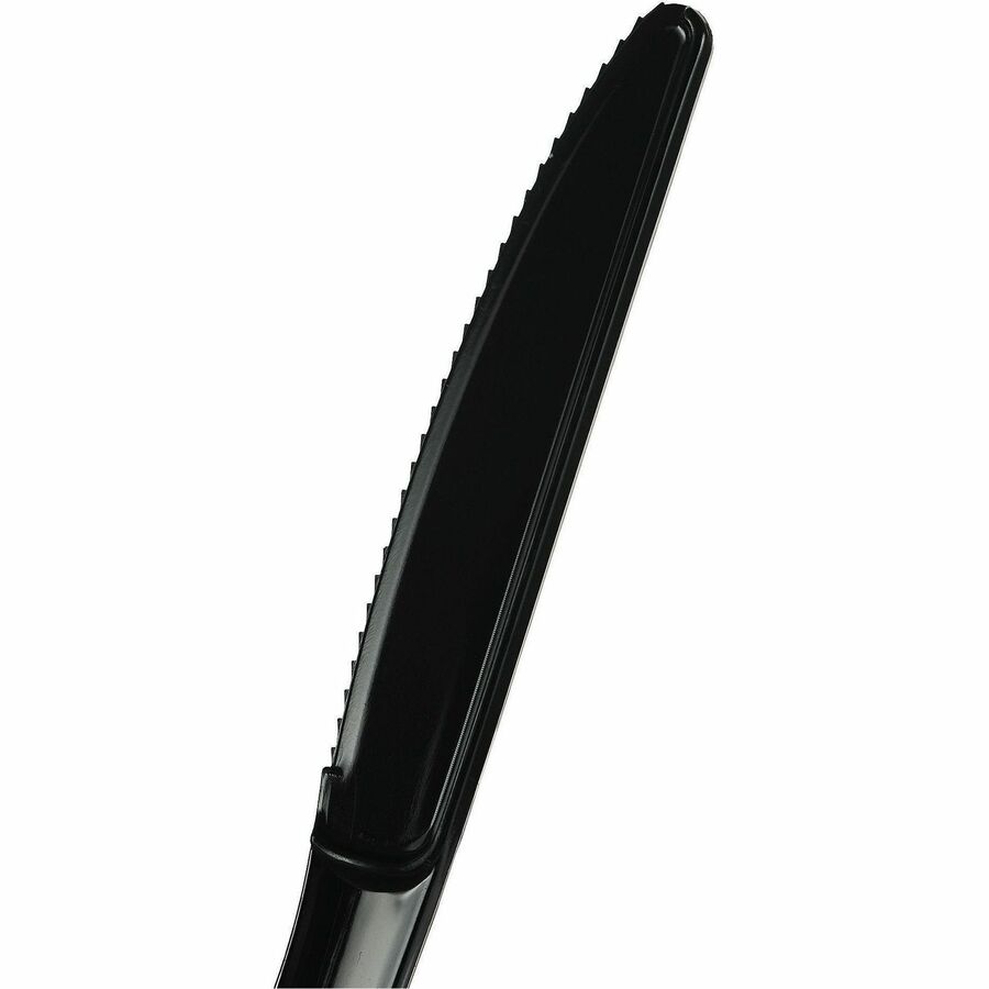 Image of Genuine Joe 30424 Disposable Polystyrene Cutlery, Knife, Knife, Food, Cafeteria, Breakroom, Disposable, Polystyrene, Black, 1 Carton
