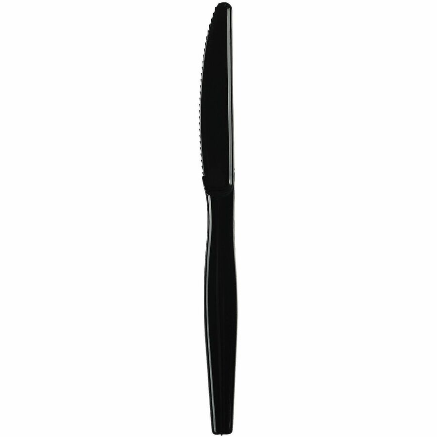 Image of Genuine Joe 30424 Disposable Polystyrene Cutlery, Knife, Knife, Food, Cafeteria, Breakroom, Disposable, Polystyrene, Black, 1 Carton