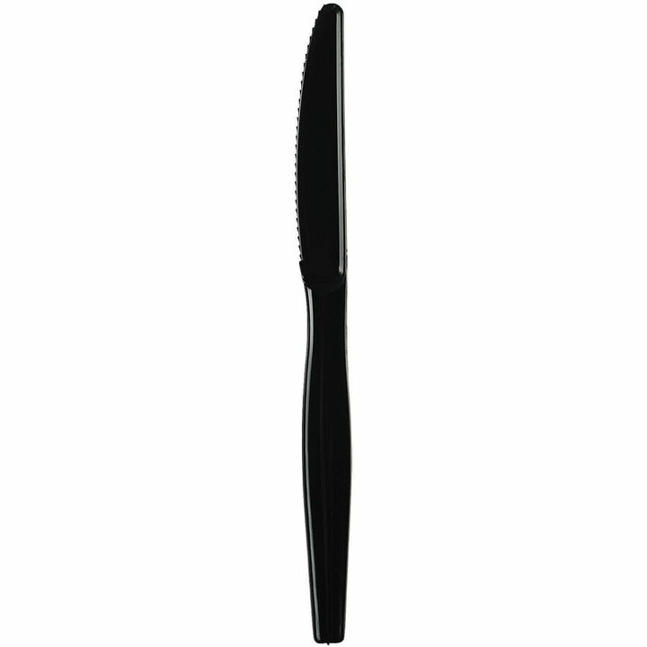 Image of Genuine Joe 30424 Disposable Polystyrene Cutlery, Knife, Knife, Food, Cafeteria, Breakroom, Disposable, Polystyrene, Black, 1 Carton