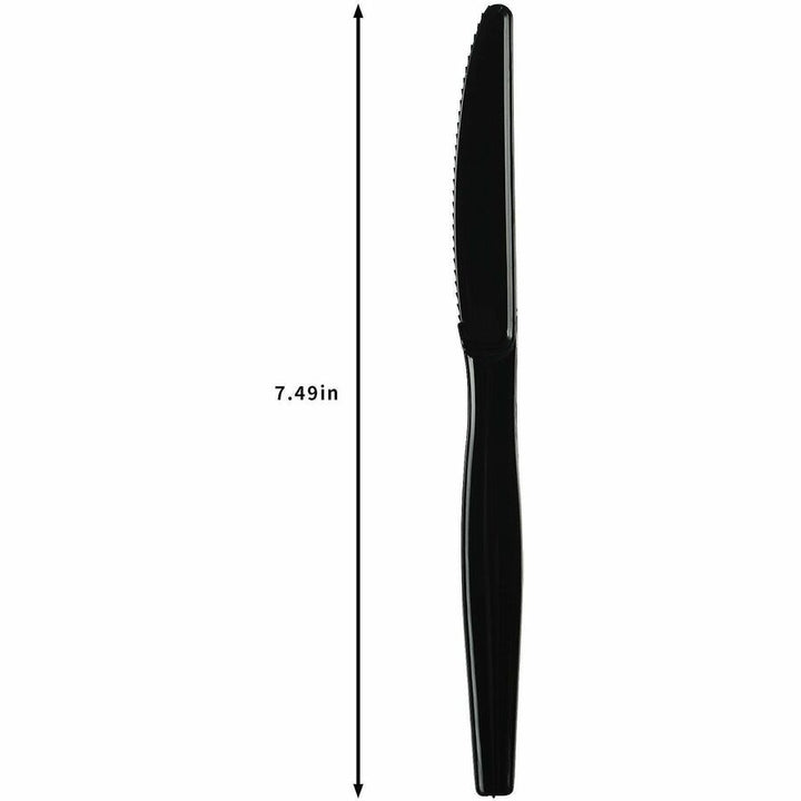 Image of Genuine Joe 30424 Disposable Polystyrene Cutlery, Knife, Knife, Food, Cafeteria, Breakroom, Disposable, Polystyrene, Black, 1 Carton