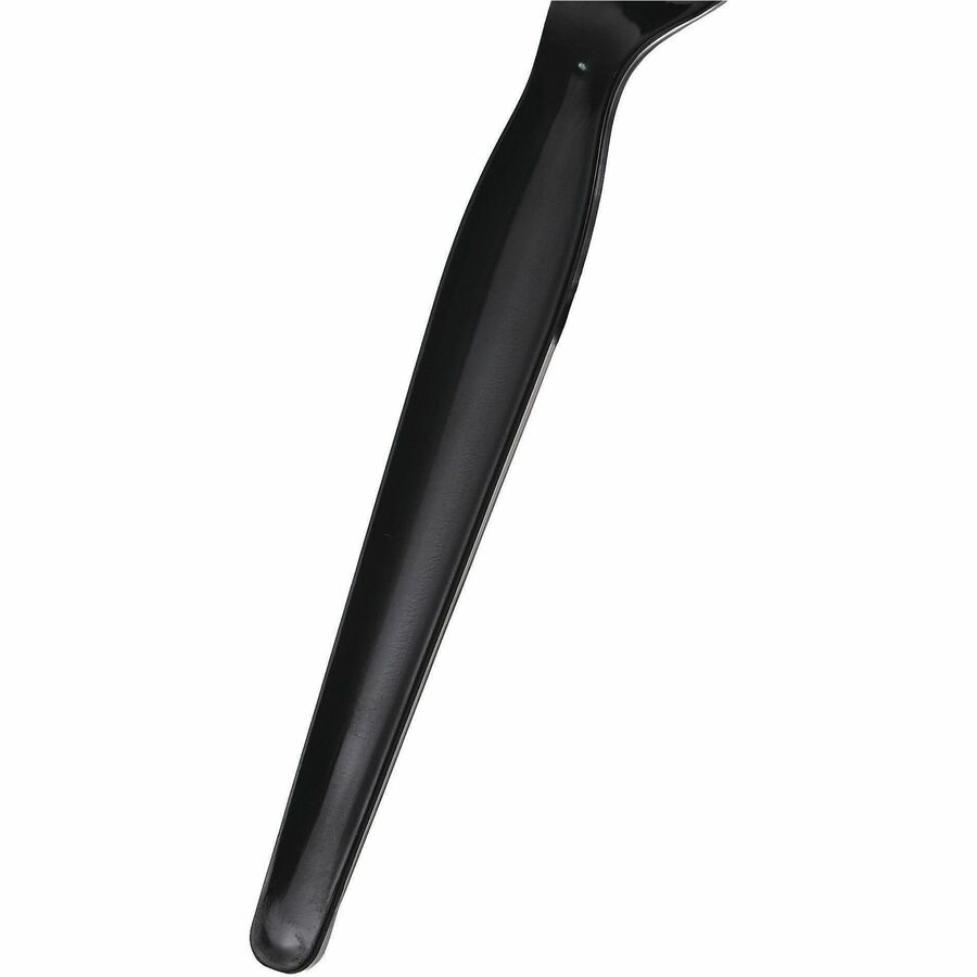Image of Genuine Joe 30429 Disposable Polystyrene Cutlery, Spoon, Spoon, Food, Cafeteria, Breakroom, Disposable, Polystyrene, Black, 1 Carton