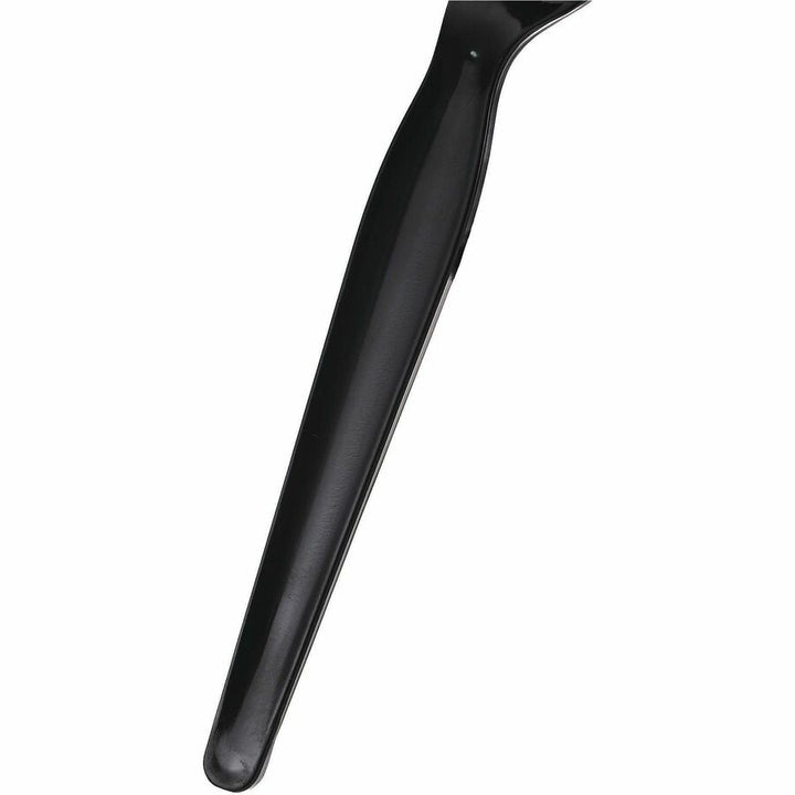 Image of Genuine Joe 30429 Disposable Polystyrene Cutlery, Spoon, Spoon, Food, Cafeteria, Breakroom, Disposable, Polystyrene, Black, 1 Carton