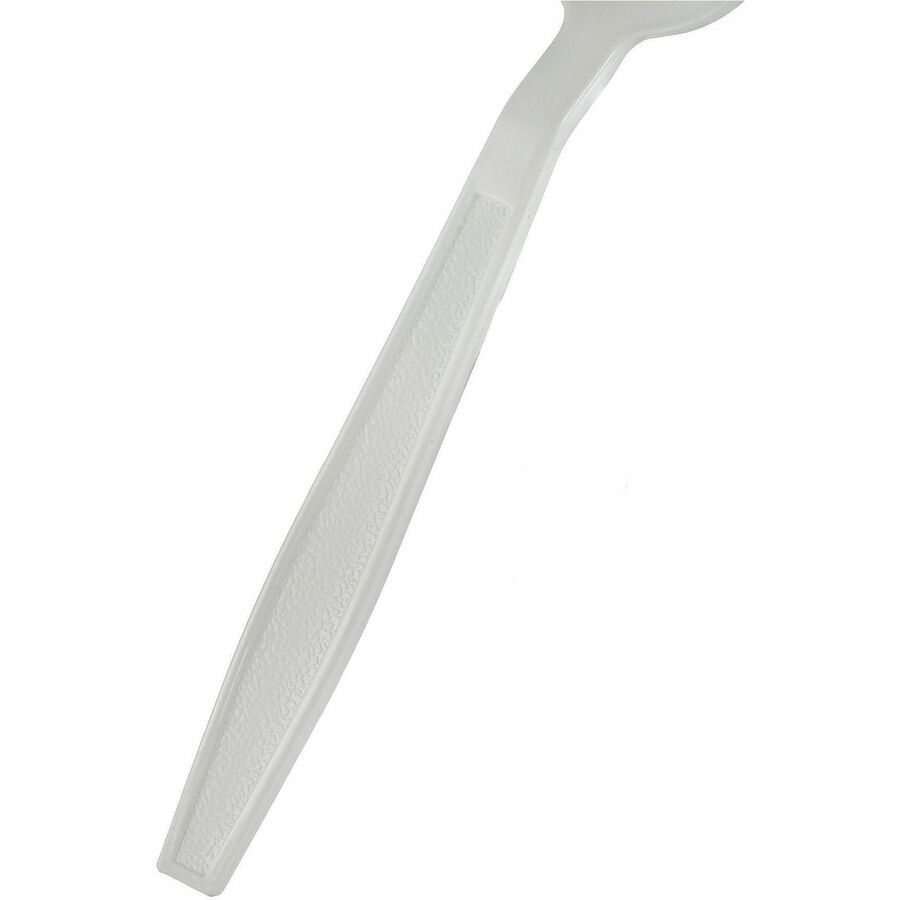 Image of Genuine Joe 30417 Heavy-Weight Polypropylene Cutlery, Spoon, Spoon, Food, Cafeteria, Disposable, Polypropylene, White, 1 Carton