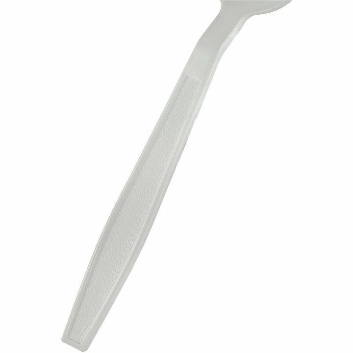 Image of Genuine Joe 30417 Heavy-Weight Polypropylene Cutlery, Spoon, Spoon, Food, Cafeteria, Disposable, Polypropylene, White, 1 Carton