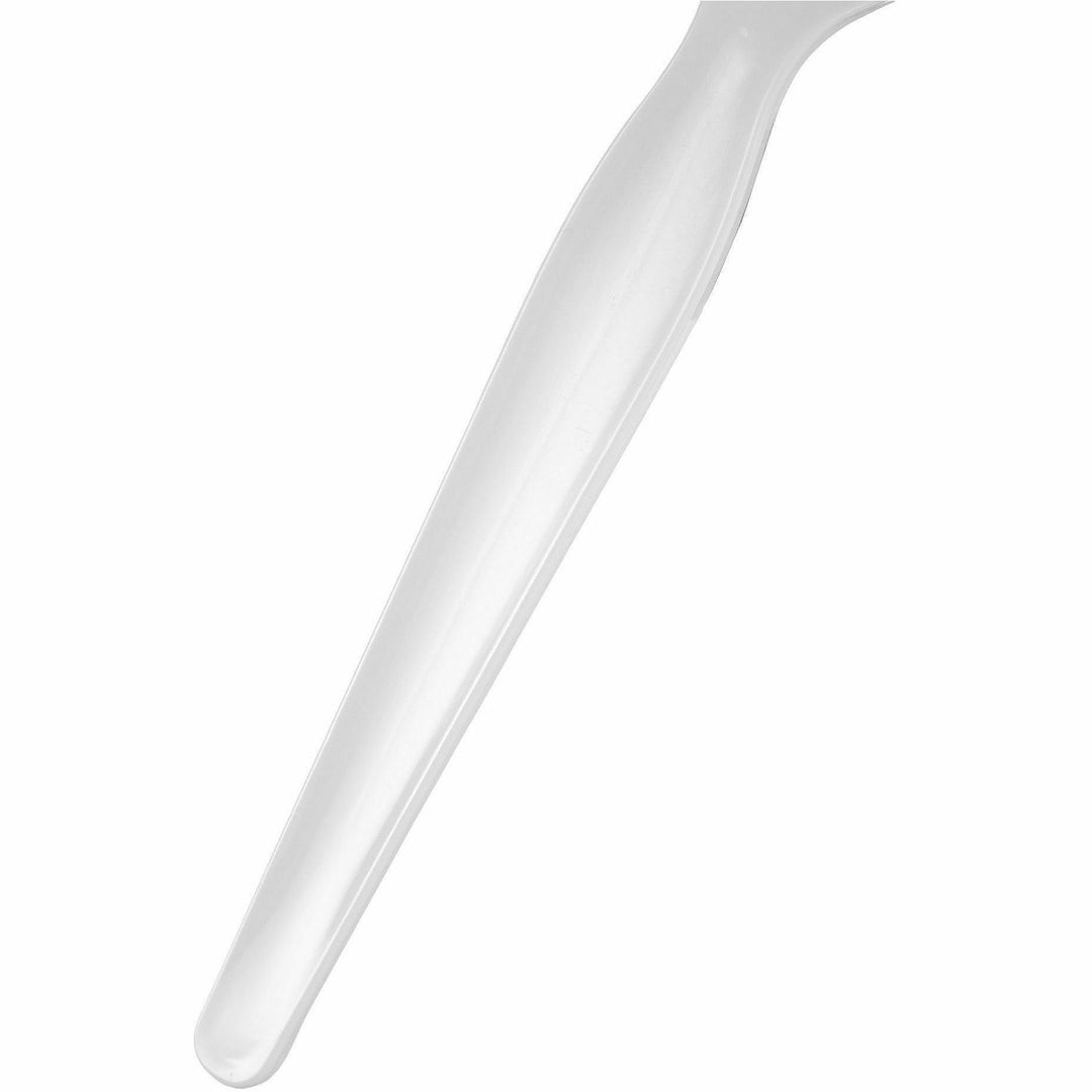 Image of Genuine Joe 30437 Disposable Polystyrene Cutlery, Spoon, Spoon, Food, Cafeteria, Breakroom, Disposable, Polystyrene, White, 1 Carton