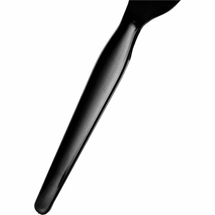 Image of Genuine Joe 30425 Disposable Polystyrene Cutlery, Spoon, Spoon, Food, Cafeteria, Breakroom, Disposable, Polystyrene, Black, 1 Carton