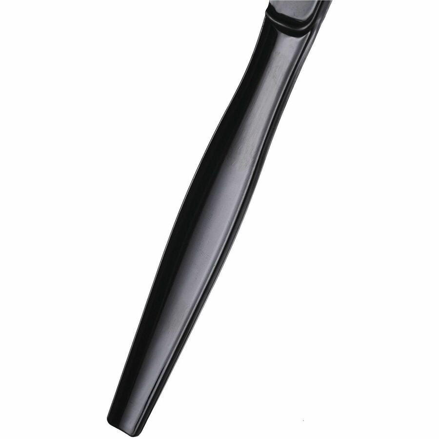 Image of Genuine Joe 30428 Disposable Polystyrene Cutlery, Knife, Knife, Food, Cafeteria, Breakroom, Disposable, Polystyrene, Black, 1 Carton