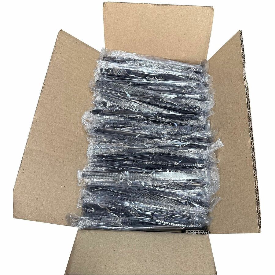 Image of Genuine Joe 30428 Disposable Polystyrene Cutlery, Knife, Knife, Food, Cafeteria, Breakroom, Disposable, Polystyrene, Black, 1 Carton
