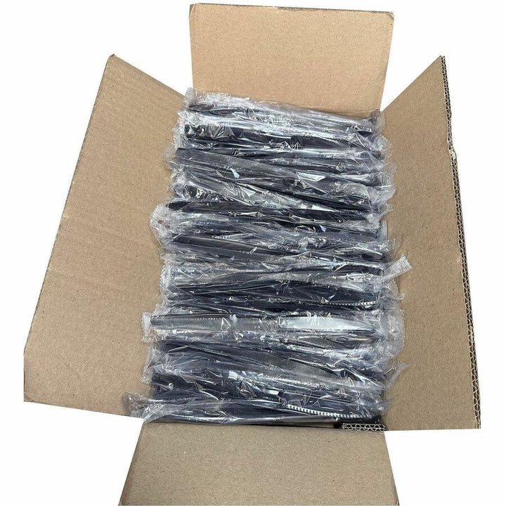 Image of Genuine Joe 30428 Disposable Polystyrene Cutlery, Knife, Knife, Food, Cafeteria, Breakroom, Disposable, Polystyrene, Black, 1 Carton