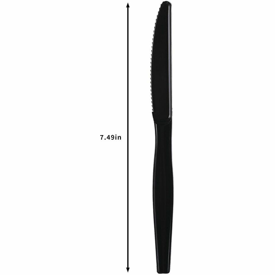 Image of Genuine Joe 30428 Disposable Polystyrene Cutlery, Knife, Knife, Food, Cafeteria, Breakroom, Disposable, Polystyrene, Black, 1 Carton