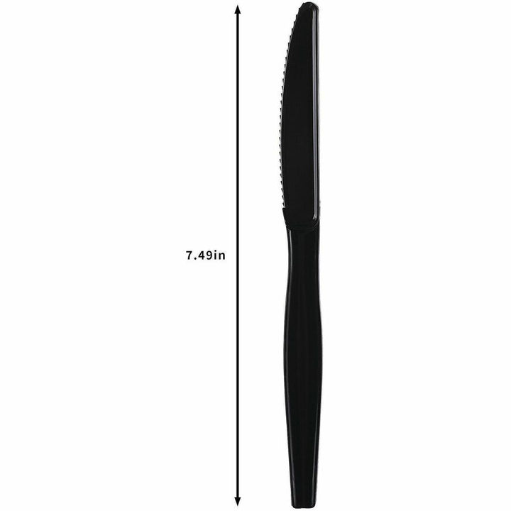 Image of Genuine Joe 30428 Disposable Polystyrene Cutlery, Knife, Knife, Food, Cafeteria, Breakroom, Disposable, Polystyrene, Black, 1 Carton